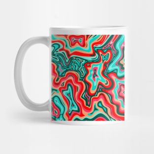 Coquelicot and Congo Pink Inkscape Suminagashi Kintsugi Japanese Ink Marbling Pattern Mug